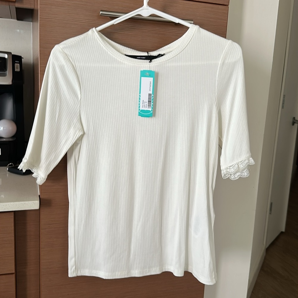 Vero Moda Cream Blouse with Lace Trim